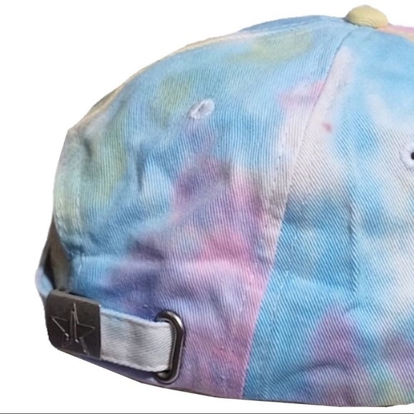 (LGSF) NEW Jeffree Star Cosmetics Pink Blue Yellow Tie-dye Logo Baseball Cap - Picture 4 of 4